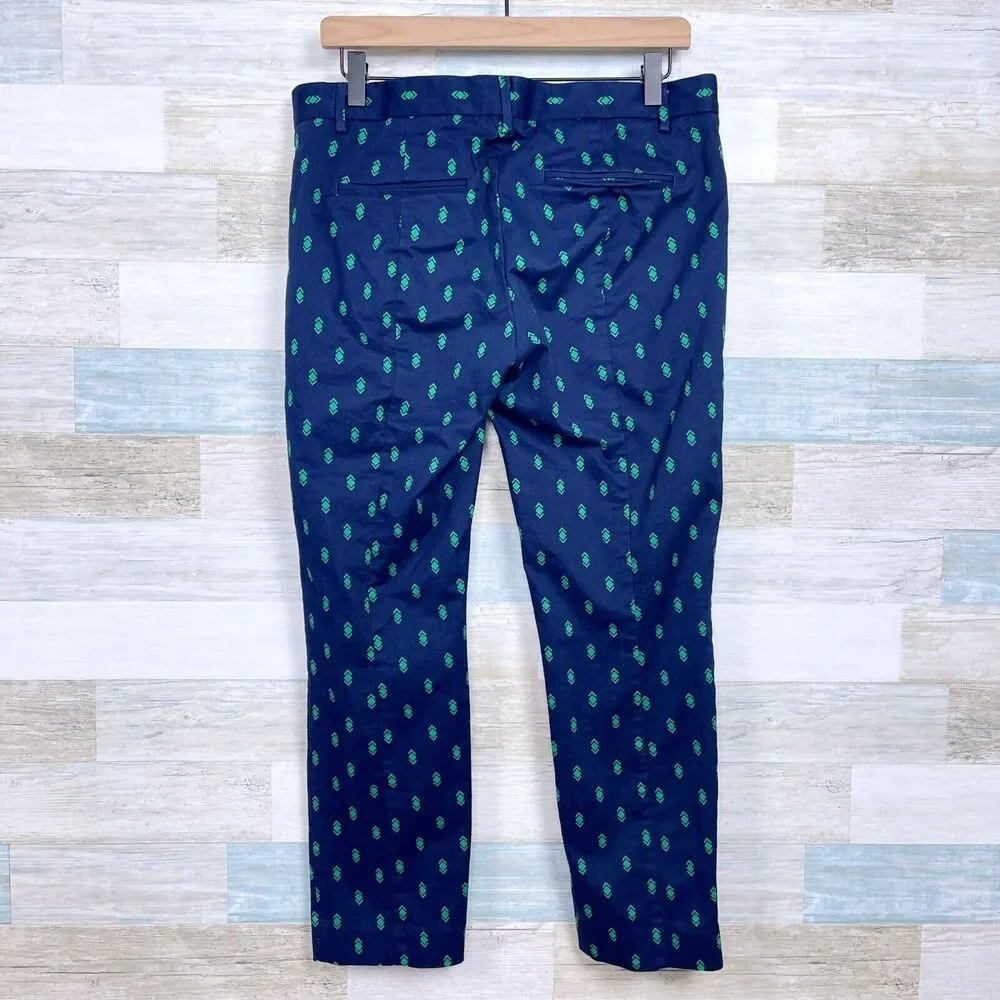 GAP Printed Slim Crop Chino Pants Blue Green Mid Rise Career Office Womens 8
